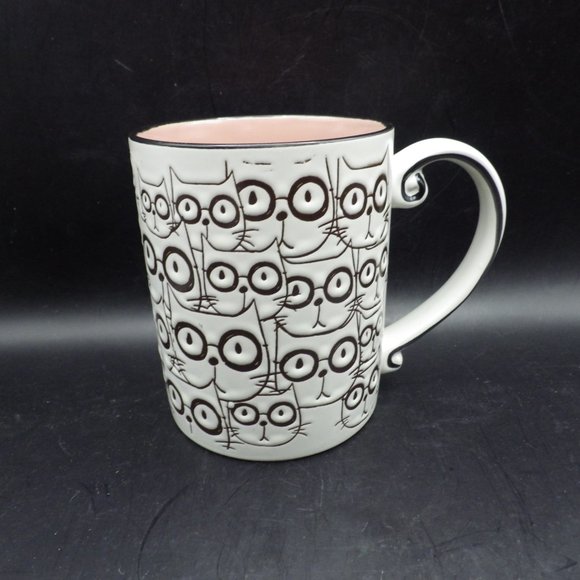 Smarty Cat Mug/ Spectrum Designs/ White & Black Cats/ Pink Inside - Picture 4 of 6